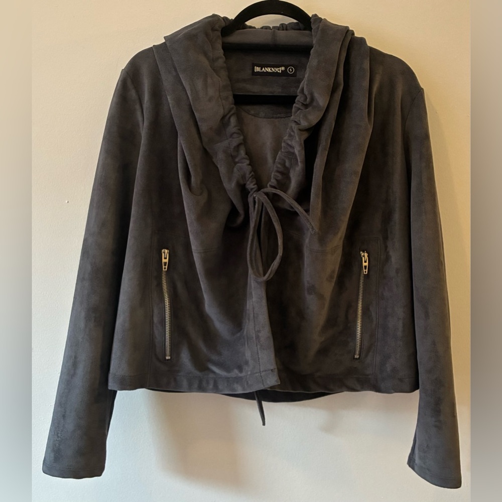 Blank NYC Women's Charcoal Vegan Suede Jacket